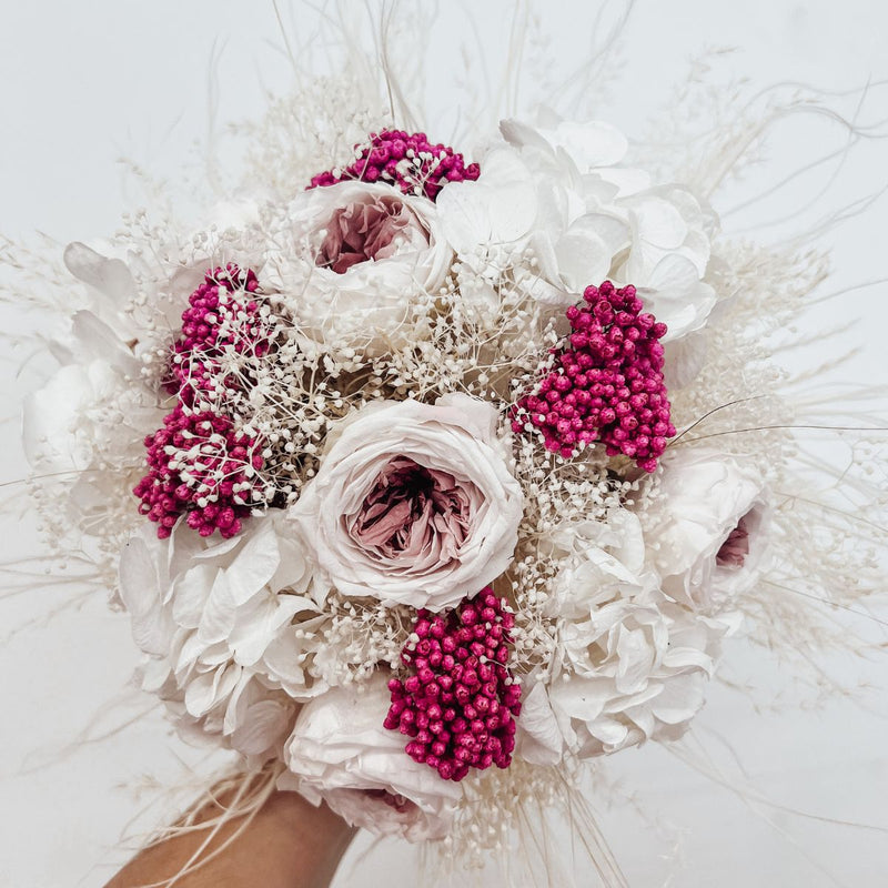 Brautstrauß "Pink Elegance" aus Trockenblumen