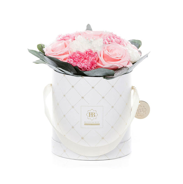Geschenkidee für Mama: Premium White Blossom Box mit Karte + Topper