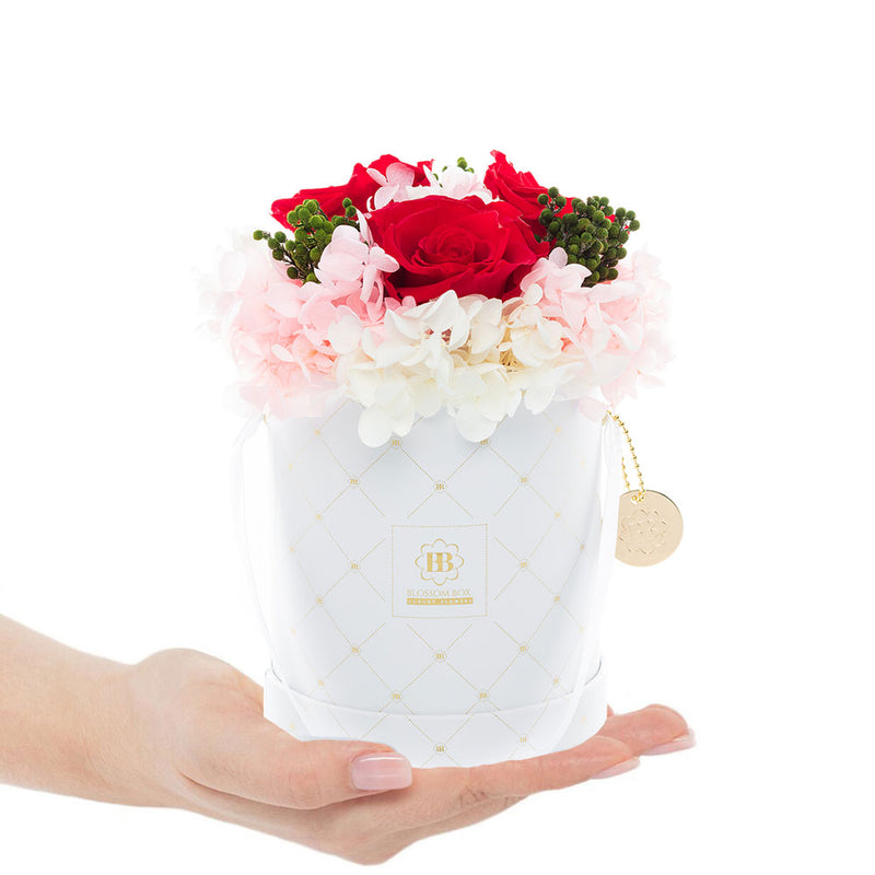 Geschenk-Set (Medium) Premium White "Blooming" mit Grußkarte und Topper